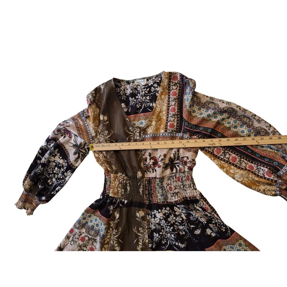 Talisman XS Dress Patchwork Prairie Maxi Button Down Hippie Festival Boho - Picture 3 of 4